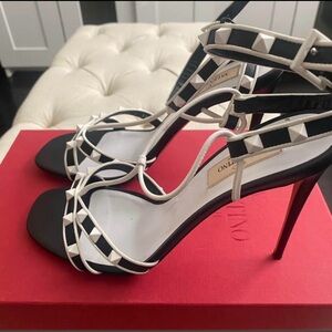 Valentino Black and White Studded Heels